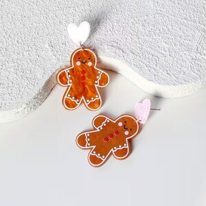NEW! LIGHTWEIGHT GINGERBREAD & HEARTS ACRYLIC EARRINGS